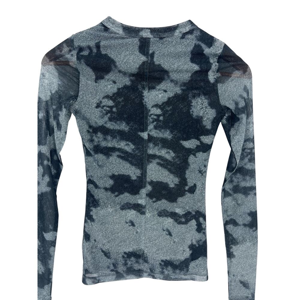 Rag & Bone Yana Printed Mesh Tee Silver Multi Long Sleeve XXS NWT - Picture 12 of 13